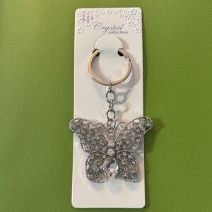 Crystal Butterfly Keychain in Silver